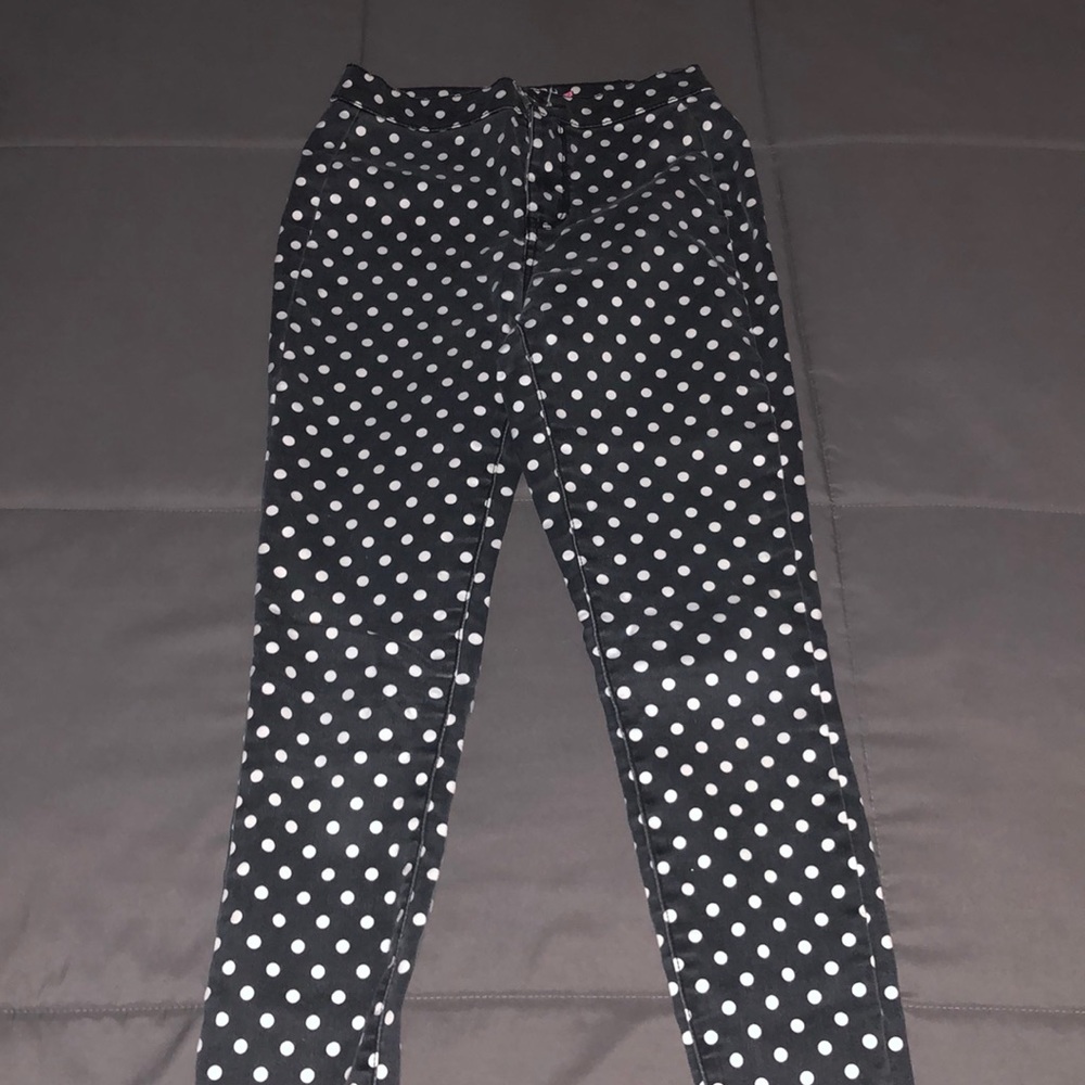 black and white polka dot pants